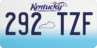 KY license plate 292TZF