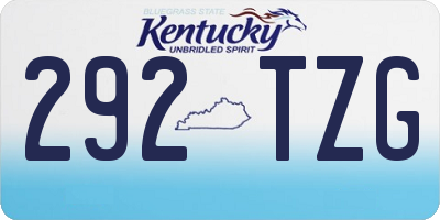 KY license plate 292TZG