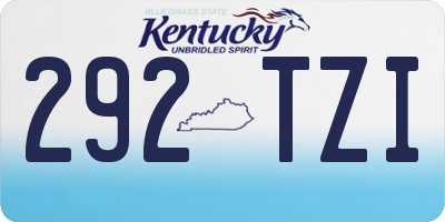 KY license plate 292TZI
