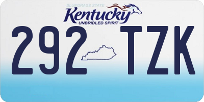 KY license plate 292TZK