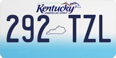 KY license plate 292TZL