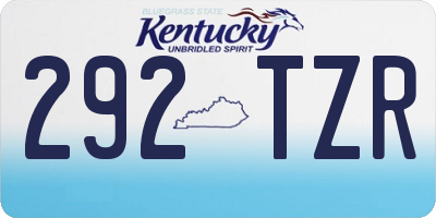 KY license plate 292TZR