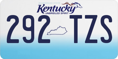 KY license plate 292TZS