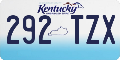KY license plate 292TZX
