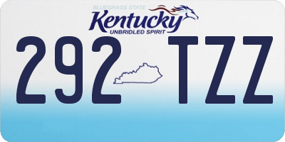 KY license plate 292TZZ
