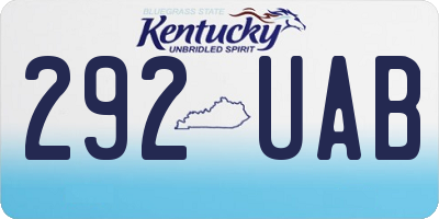KY license plate 292UAB