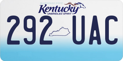 KY license plate 292UAC