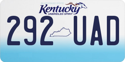 KY license plate 292UAD