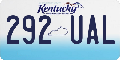 KY license plate 292UAL