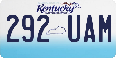 KY license plate 292UAM