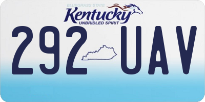 KY license plate 292UAV