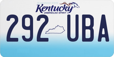 KY license plate 292UBA