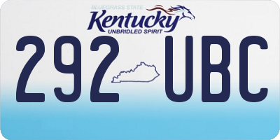 KY license plate 292UBC