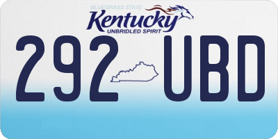 KY license plate 292UBD
