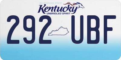 KY license plate 292UBF