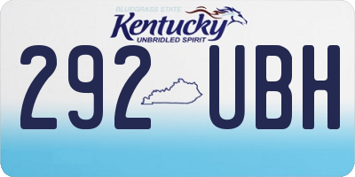 KY license plate 292UBH