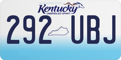 KY license plate 292UBJ