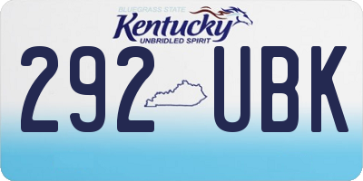KY license plate 292UBK