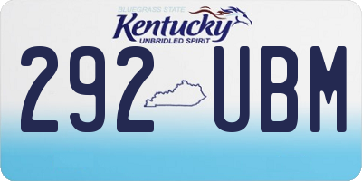 KY license plate 292UBM