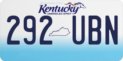 KY license plate 292UBN