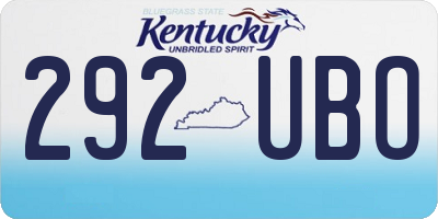 KY license plate 292UBO
