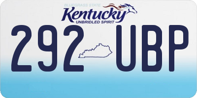KY license plate 292UBP