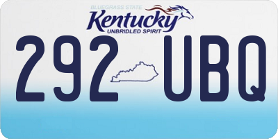 KY license plate 292UBQ