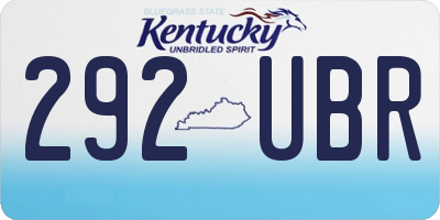 KY license plate 292UBR