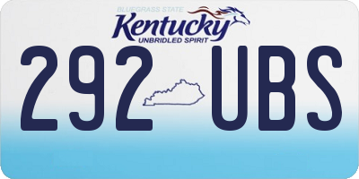 KY license plate 292UBS
