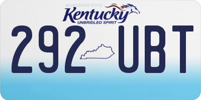KY license plate 292UBT