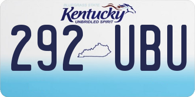 KY license plate 292UBU