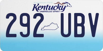 KY license plate 292UBV