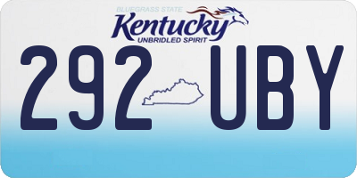 KY license plate 292UBY