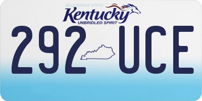 KY license plate 292UCE