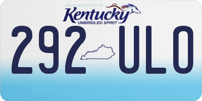 KY license plate 292ULO