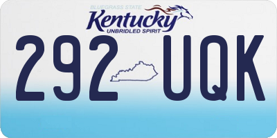 KY license plate 292UQK