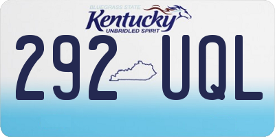 KY license plate 292UQL