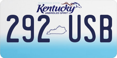 KY license plate 292USB