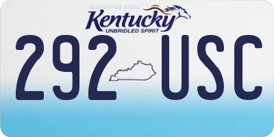 KY license plate 292USC