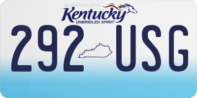 KY license plate 292USG