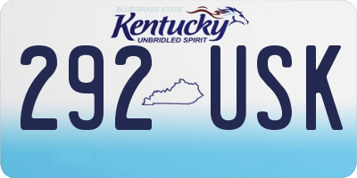 KY license plate 292USK