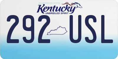 KY license plate 292USL
