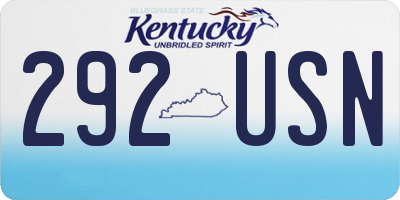 KY license plate 292USN