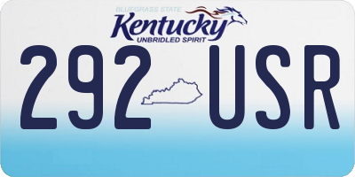 KY license plate 292USR