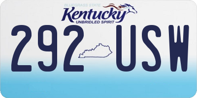 KY license plate 292USW