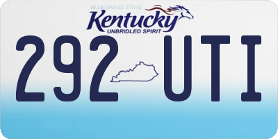 KY license plate 292UTI