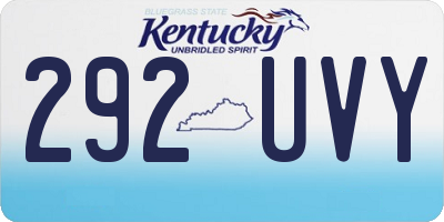 KY license plate 292UVY