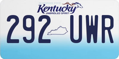 KY license plate 292UWR