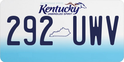 KY license plate 292UWV