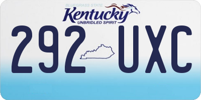 KY license plate 292UXC